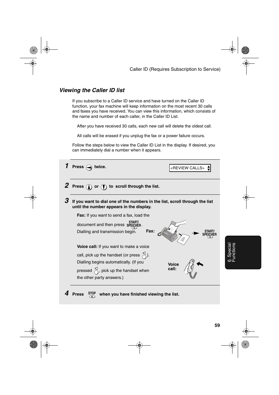 Viewing the caller id list | Sharp UX-P400 User Manual | Page 61 / 87