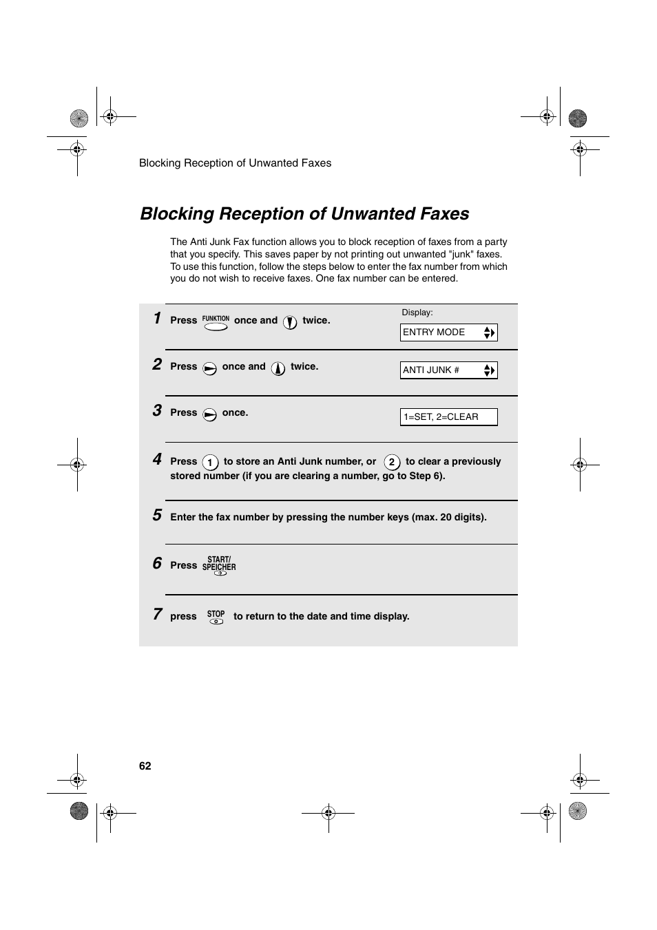 Blocking reception of unwanted faxes | Sharp UX-P400 User Manual | Page 64 / 87