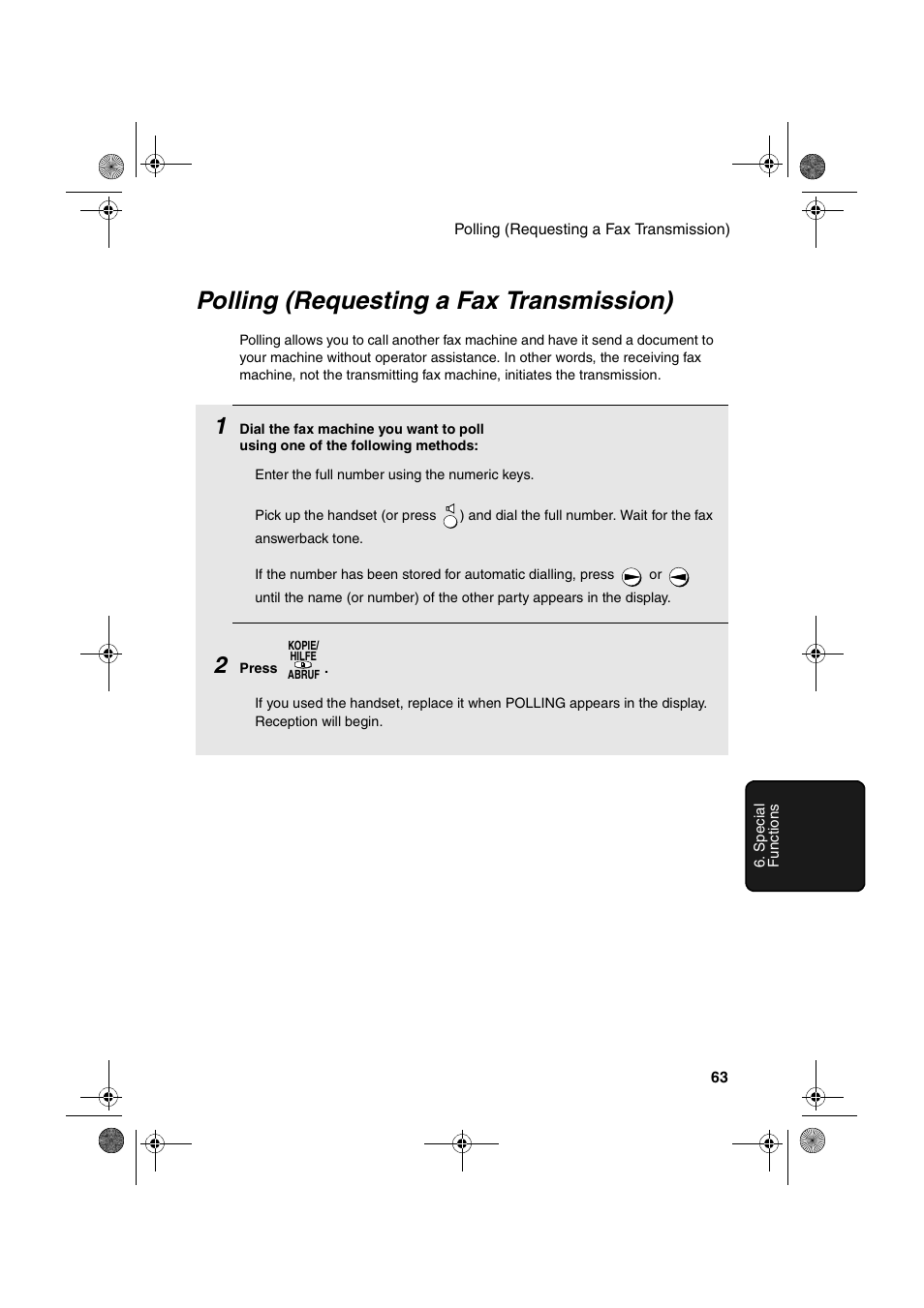 Polling (requesting a fax transmission) | Sharp UX-P400 User Manual | Page 65 / 87