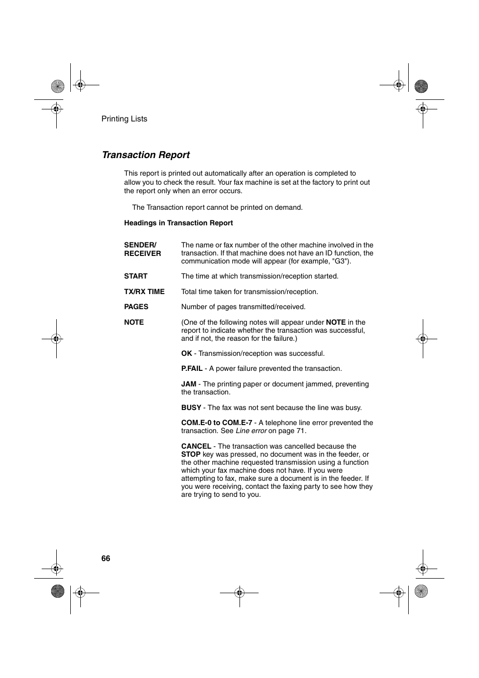 Transaction report | Sharp UX-P400 User Manual | Page 68 / 87