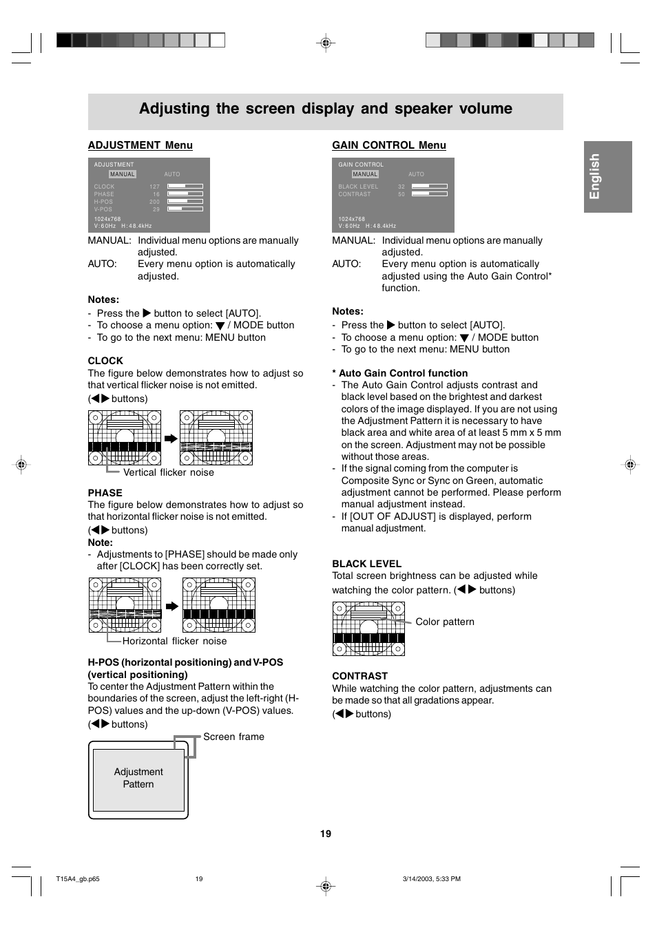 Adjusting the screen display and speaker volume | Sharp LL-T15A4 User Manual | Page 19 / 108