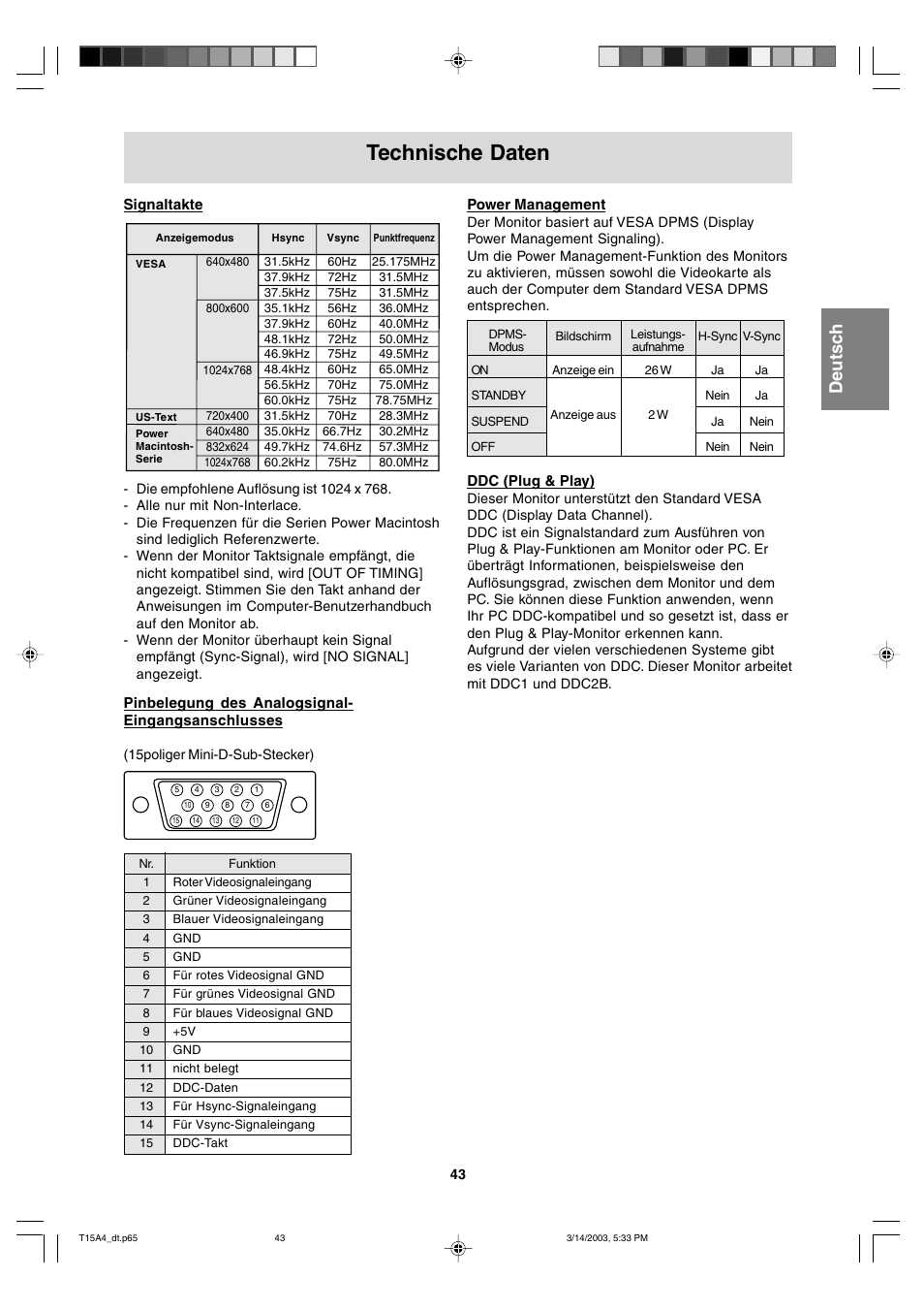 Technische daten | Sharp LL-T15A4 User Manual | Page 43 / 108