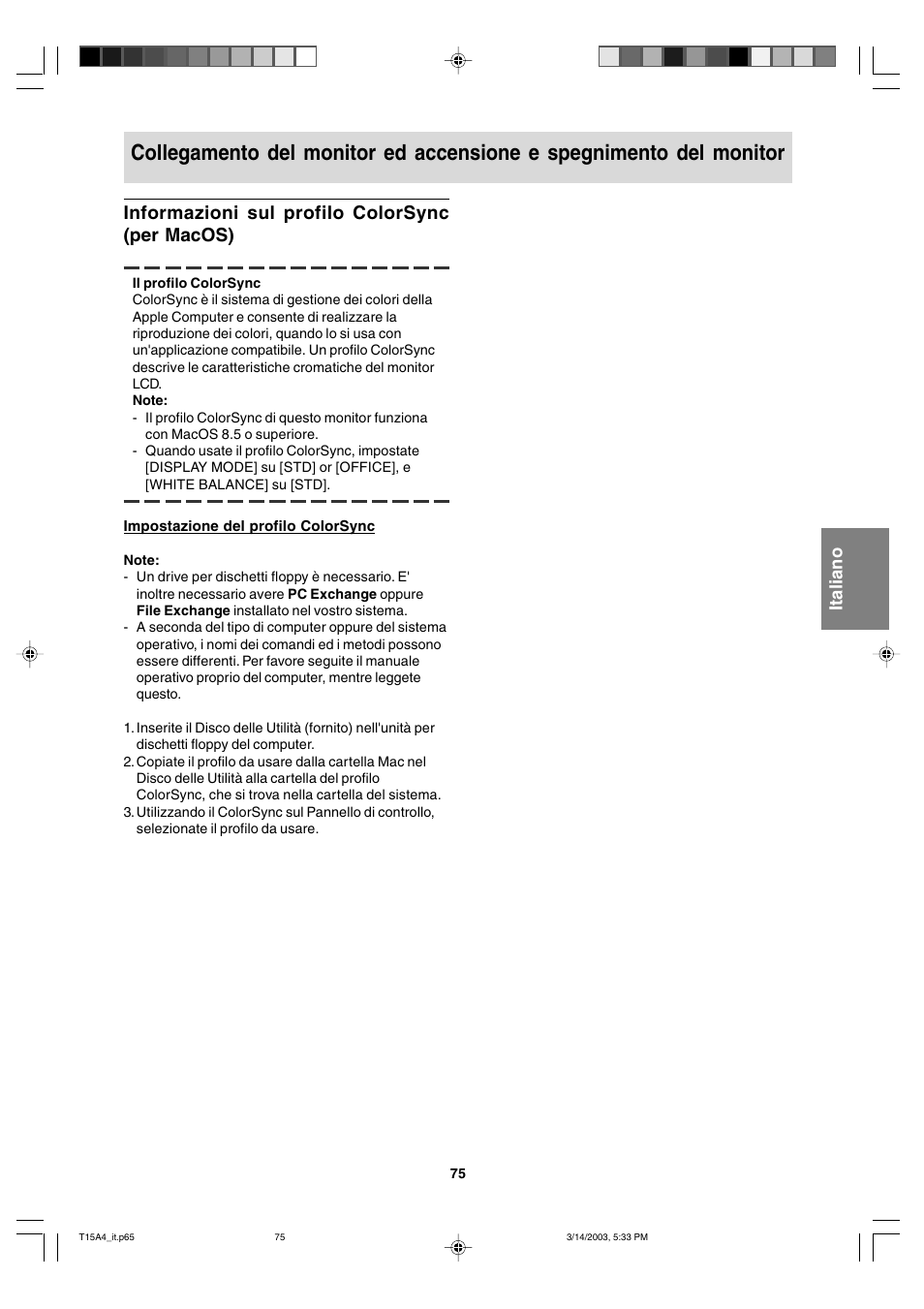 Informazioni sul profilo colorsync (per macos) | Sharp LL-T15A4 User Manual | Page 75 / 108