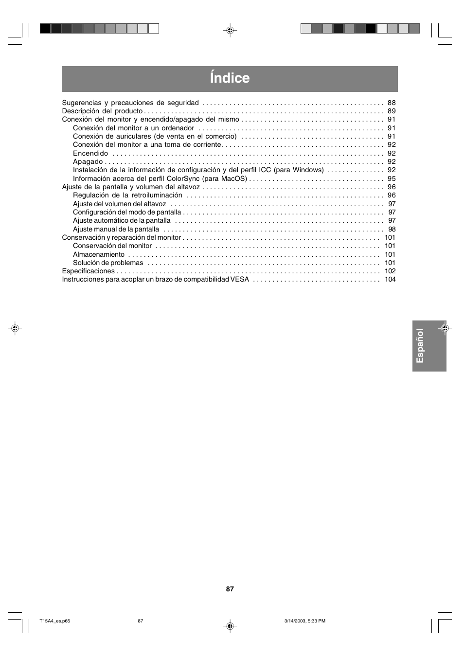 Índice | Sharp LL-T15A4 User Manual | Page 87 / 108