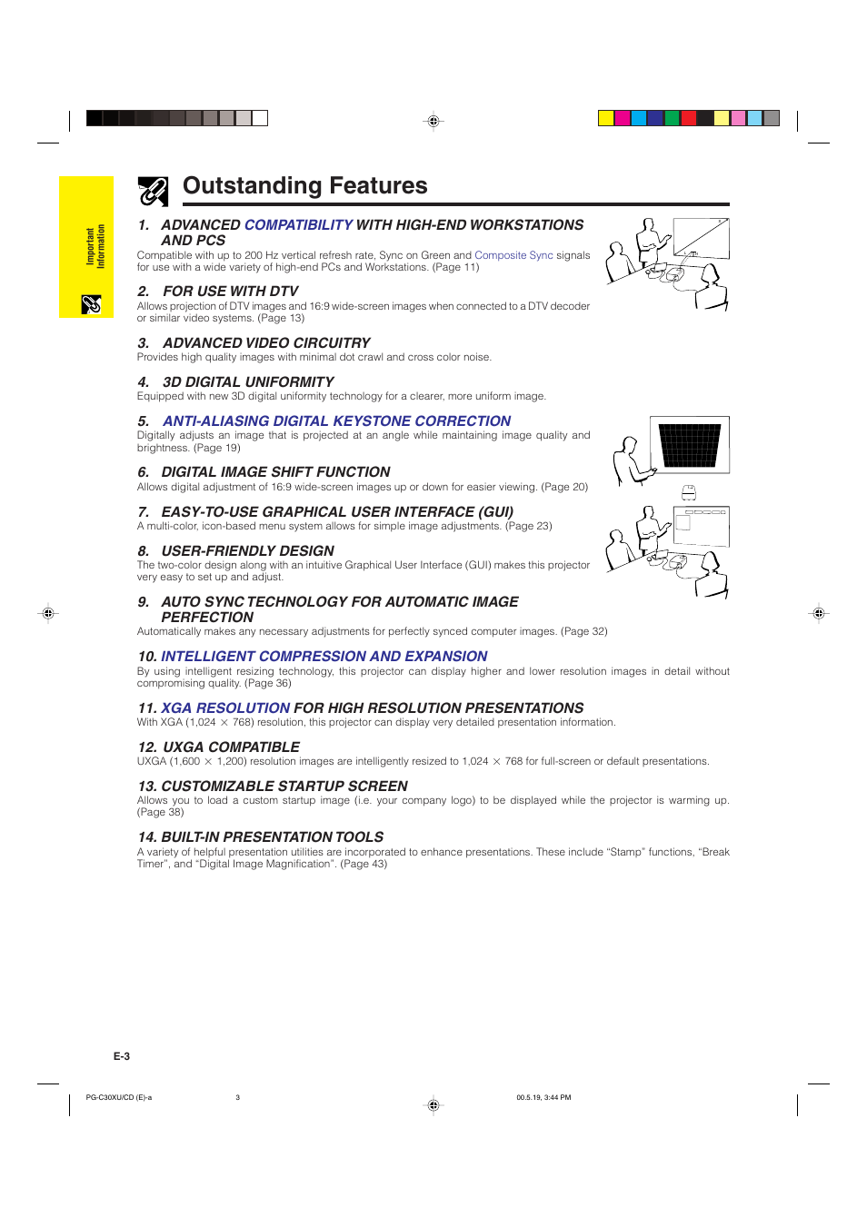 Outstanding features | Sharp PG-C30XU User Manual | Page 4 / 64