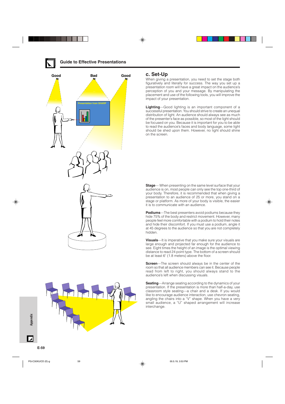 C. set-up | Sharp PG-C30XU User Manual | Page 60 / 64