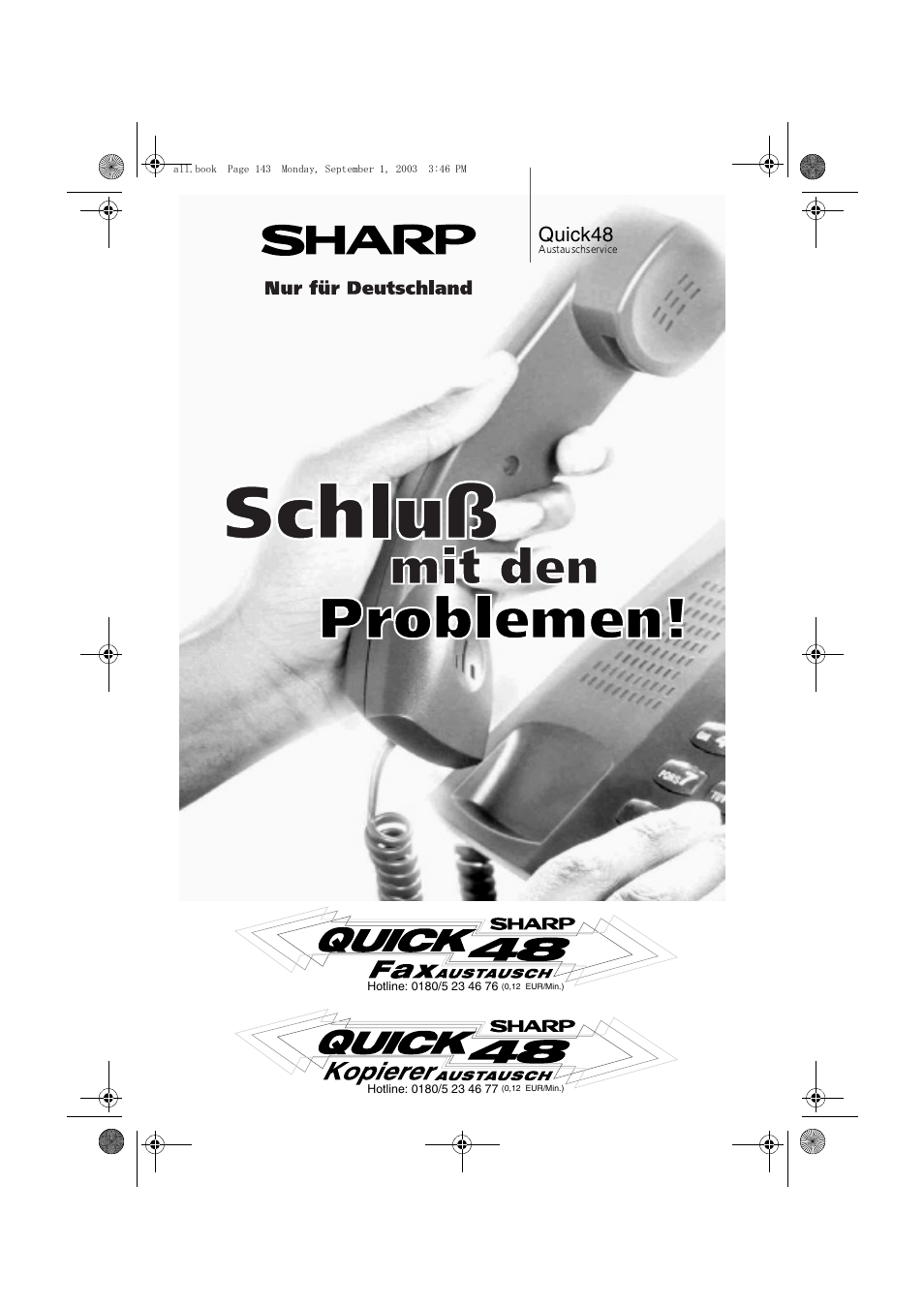 Quick48 | Sharp UX-D50 User Manual | Page 145 / 147