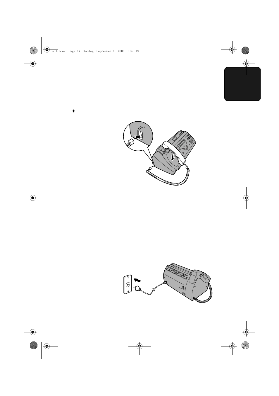 Connecting the power cord, Connecting the handset | Sharp UX-D50 User Manual | Page 19 / 147