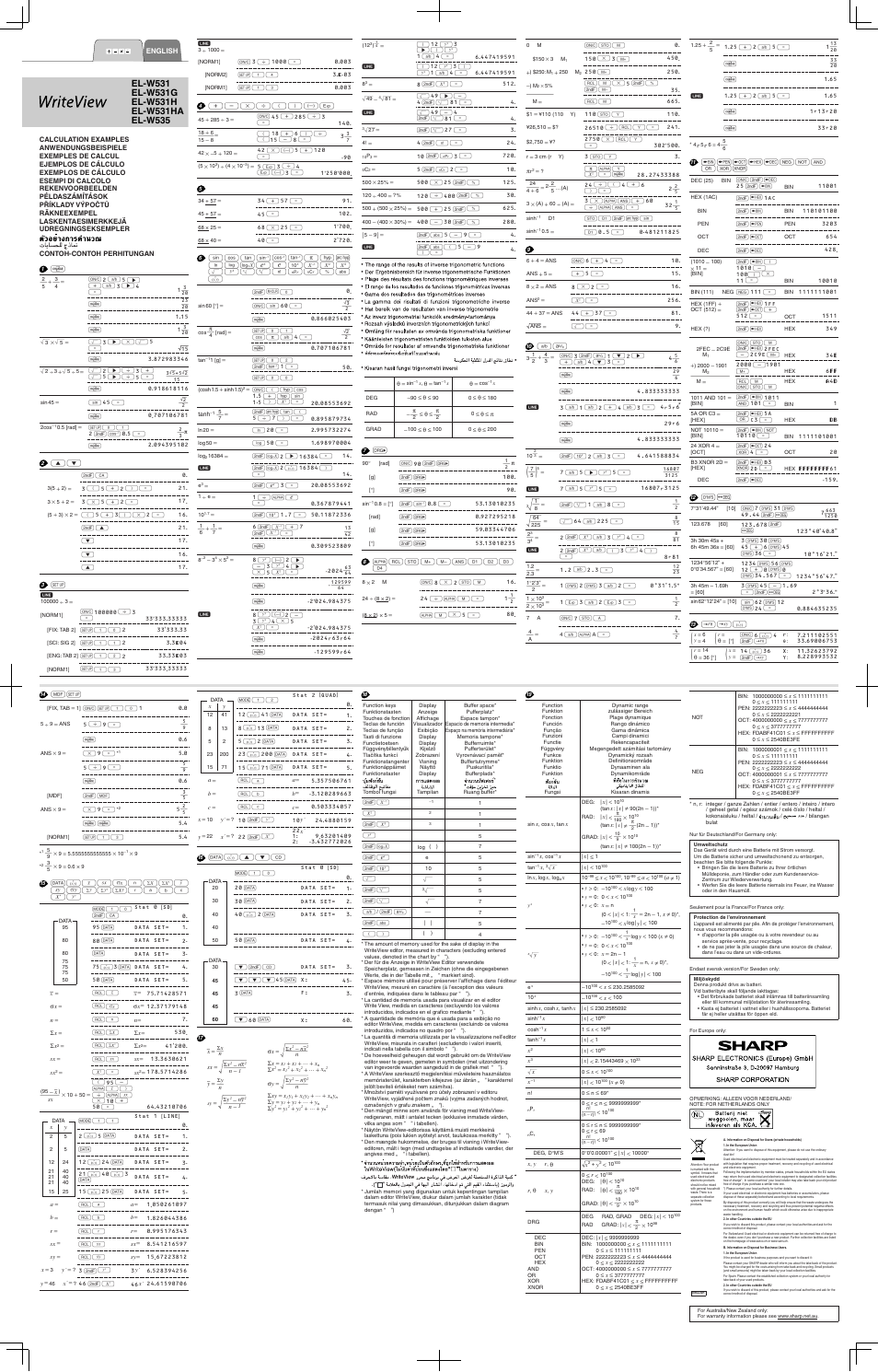 Sharp WRITEVIEW EL-W531 User Manual | Page 2 / 2