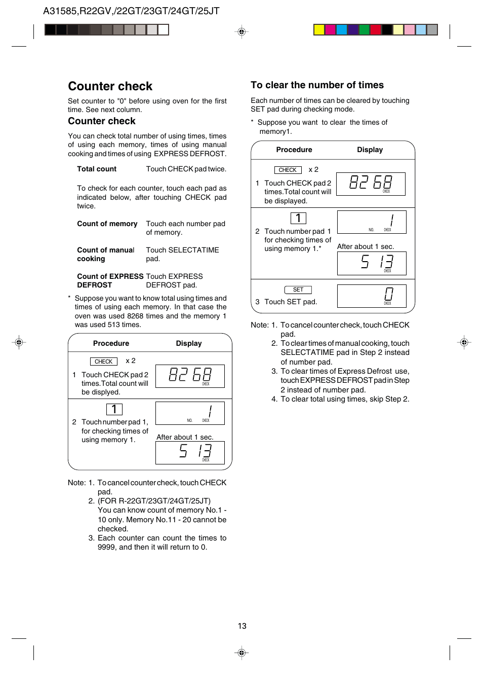 Counter check | Sharp R-22GT User Manual | Page 14 / 24