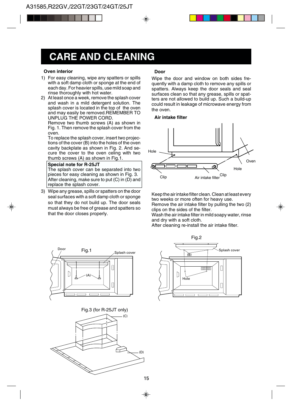 Care and cleaning | Sharp R-22GT User Manual | Page 16 / 24