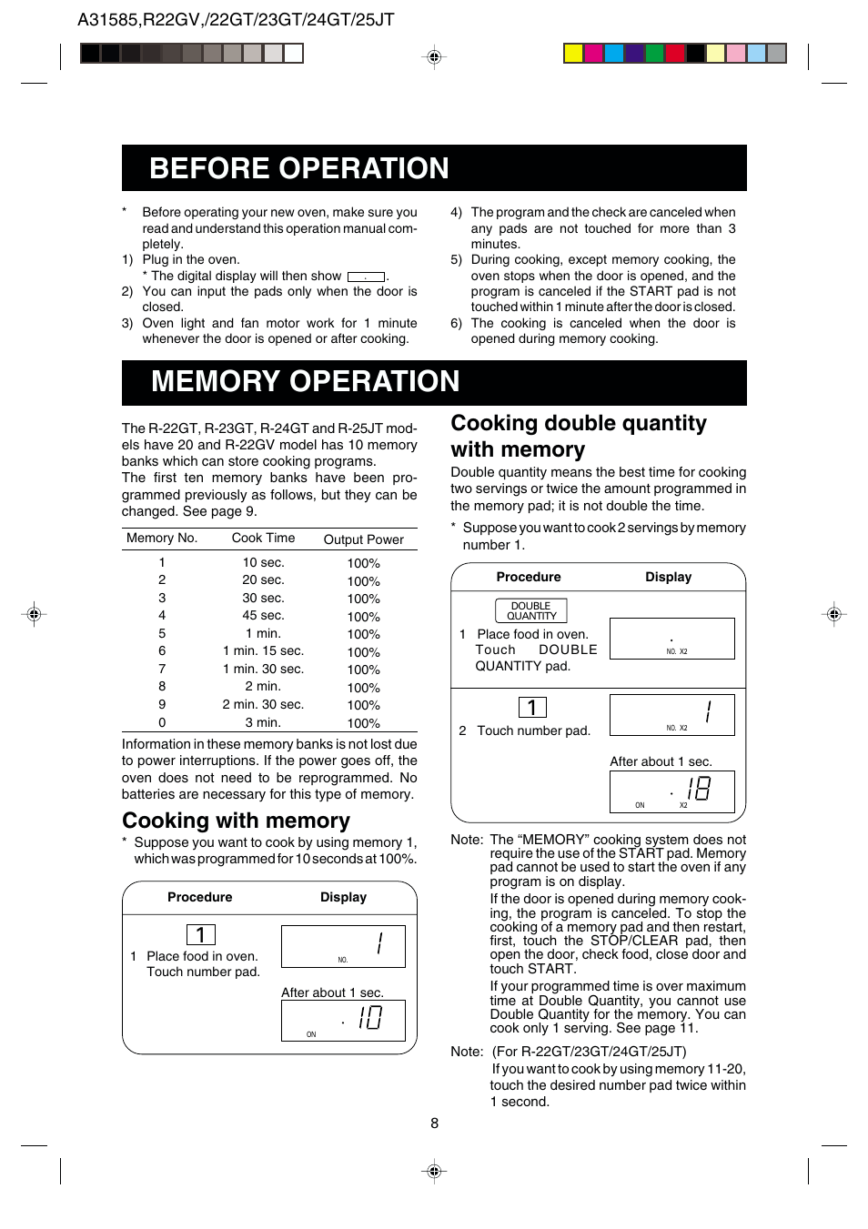 Before operation | Sharp R-22GT User Manual | Page 9 / 24