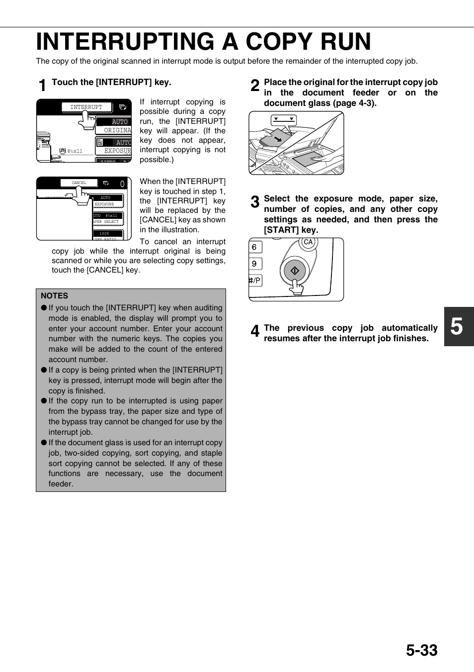 Interrupting a copy run, 5interrupting a copy run | Sharp AR-M700N User Manual | Page 129 / 172