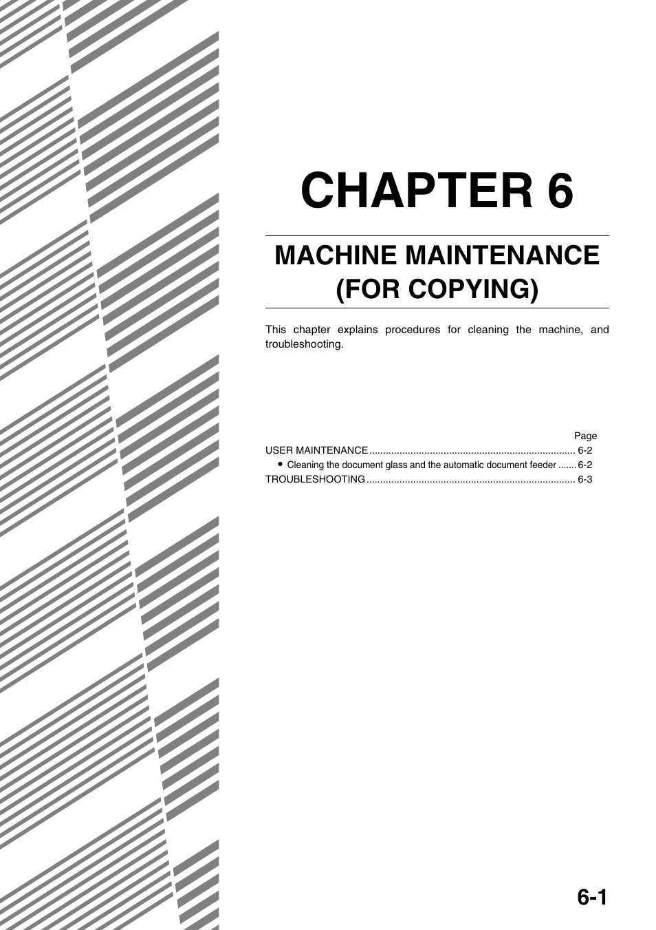 Machine maintenance, For copying), Chapter 6 machine maintenance (for copying) | Chapter 6, Machine maintenance (for copying) | Sharp AR-M700N User Manual | Page 131 / 172