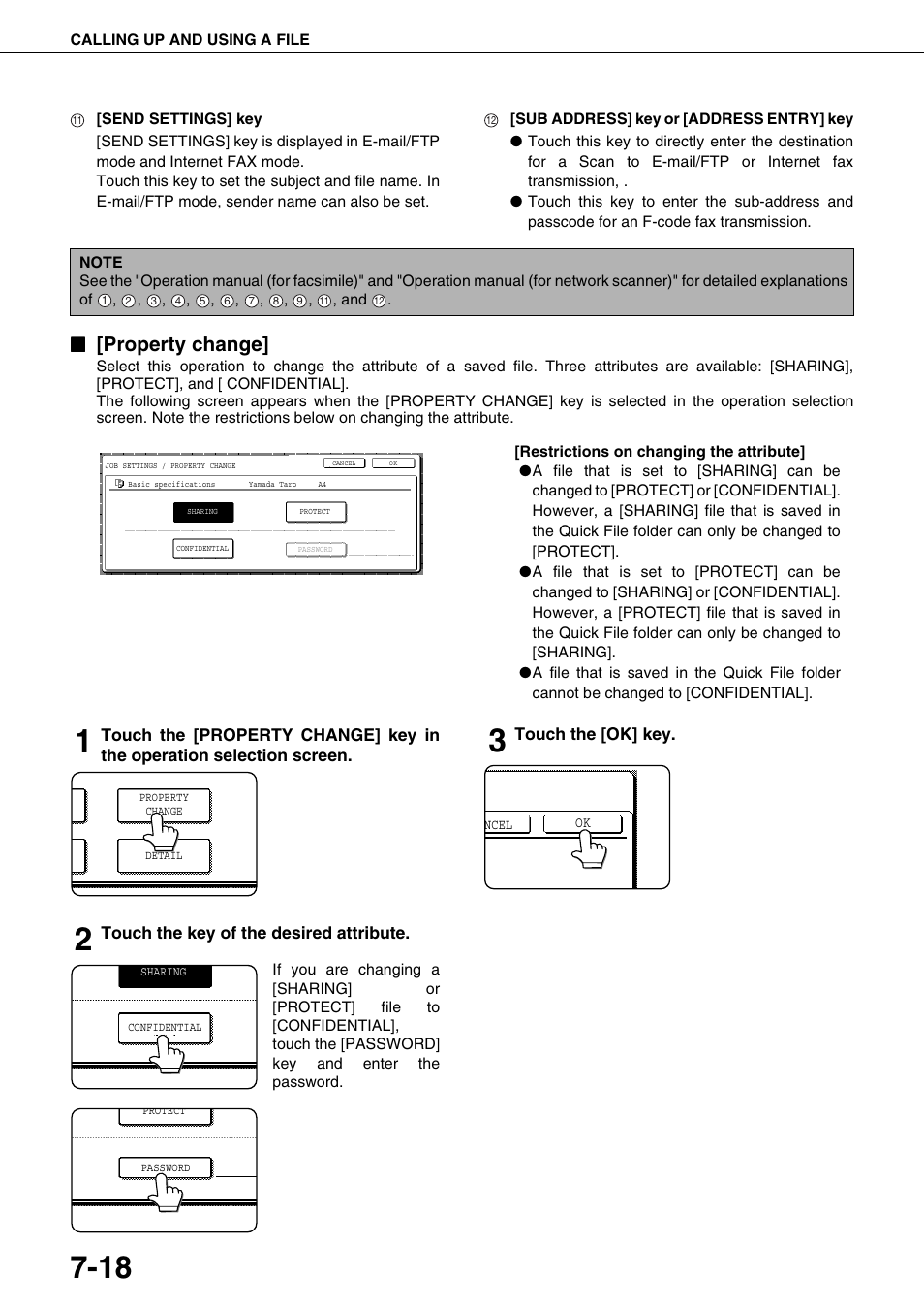 Property change, Property change] on, E 7-18) | E 7-18, Ge 7-18) | Sharp AR-M700N User Manual | Page 152 / 172