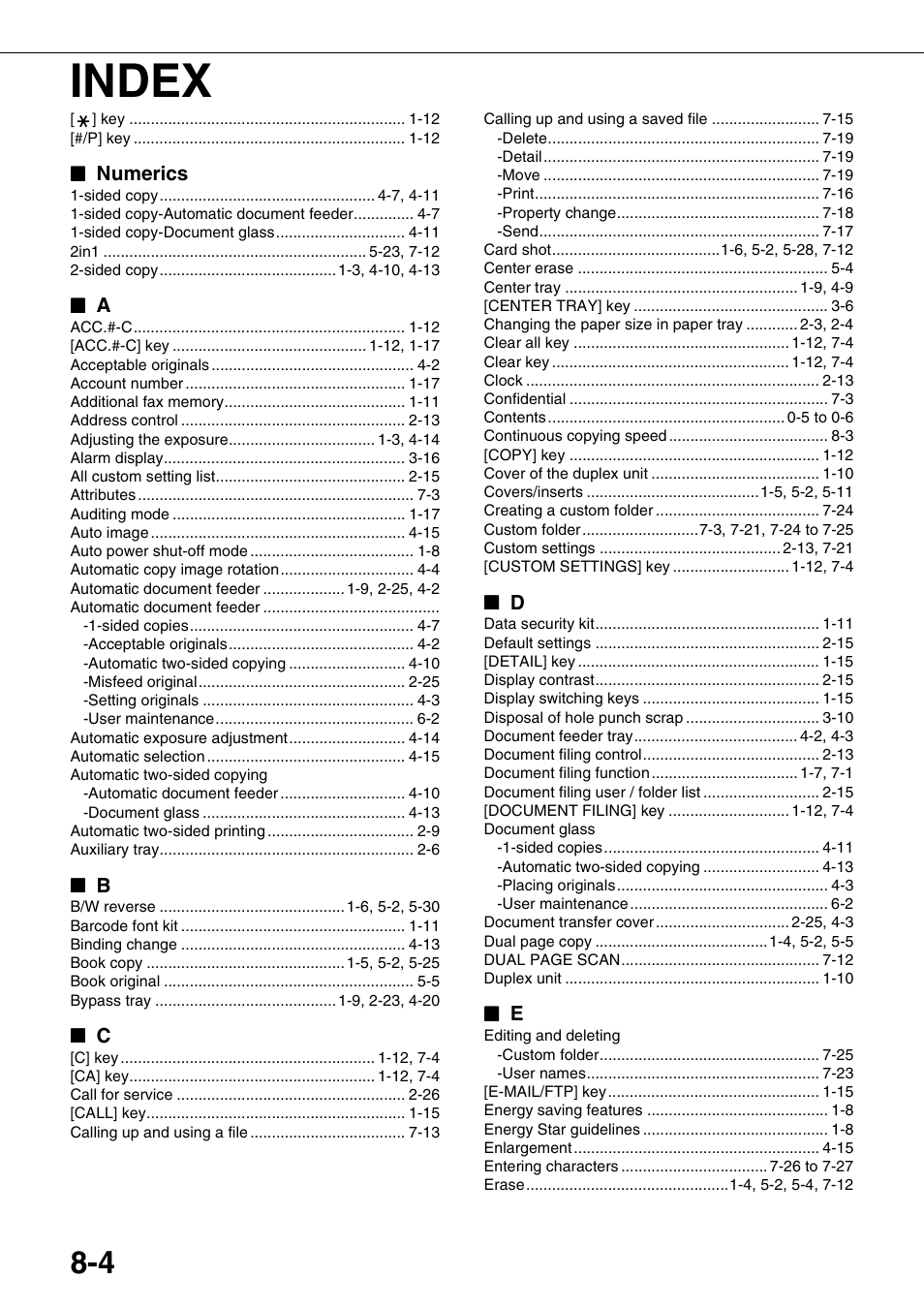 Index | Sharp AR-M700N User Manual | Page 166 / 172