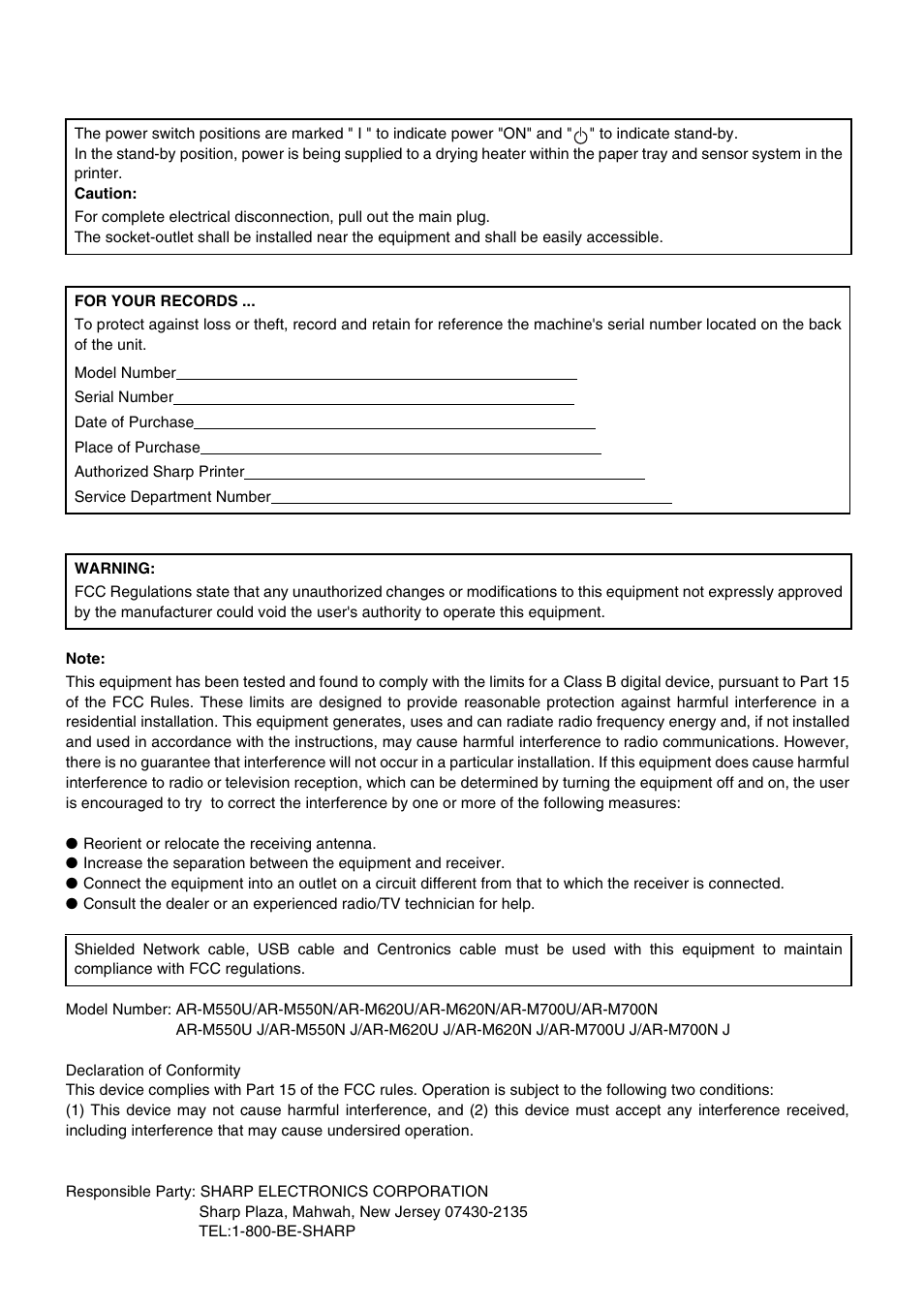 Sharp AR-M700N User Manual | Page 2 / 172