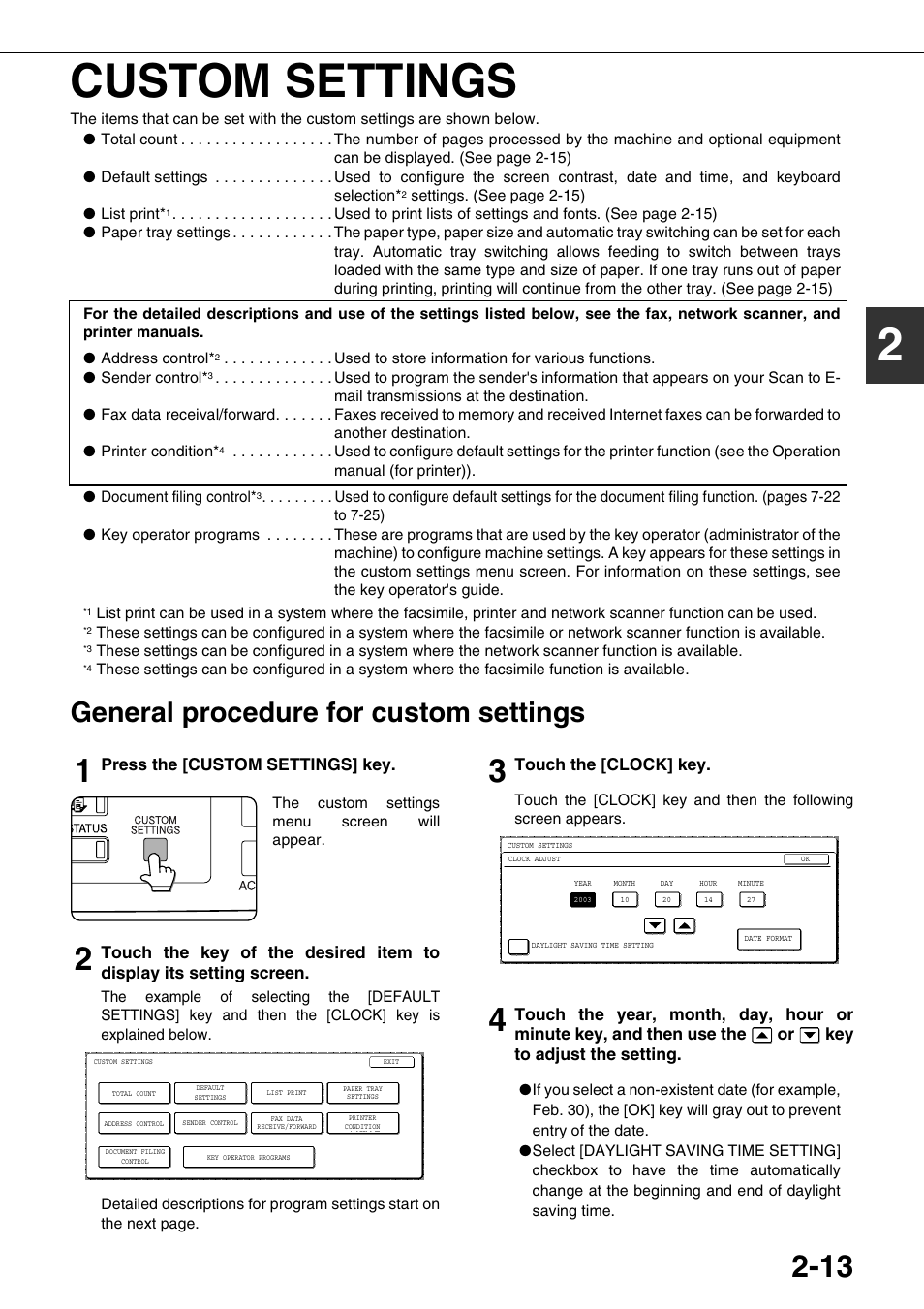 Custom settings, General procedure for custom settings, 2custom settings | Sharp AR-M700N User Manual | Page 41 / 172