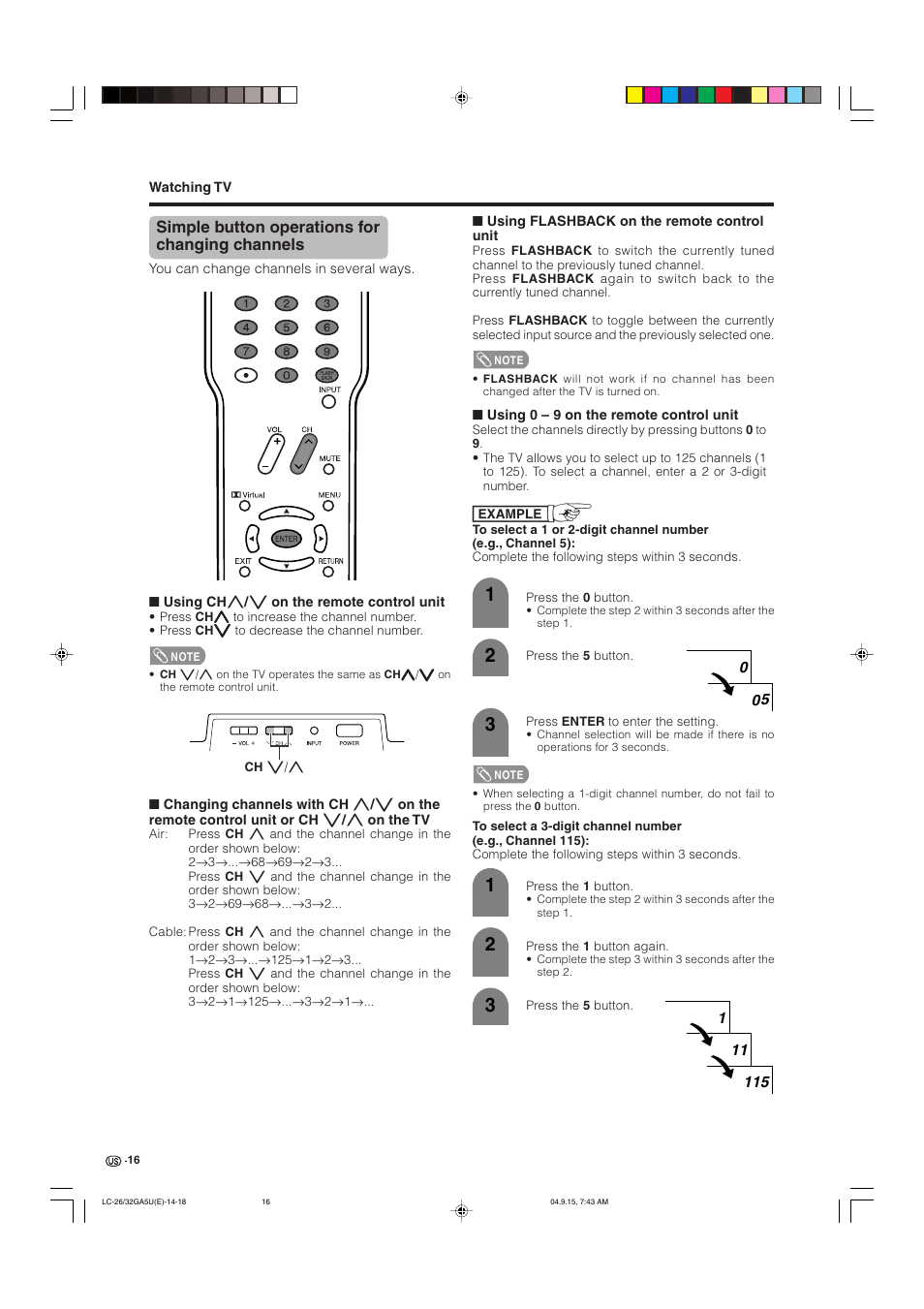 Simple button operations for changing channels | Sharp Aquos LC-32GA5U User Manual | Page 17 / 65