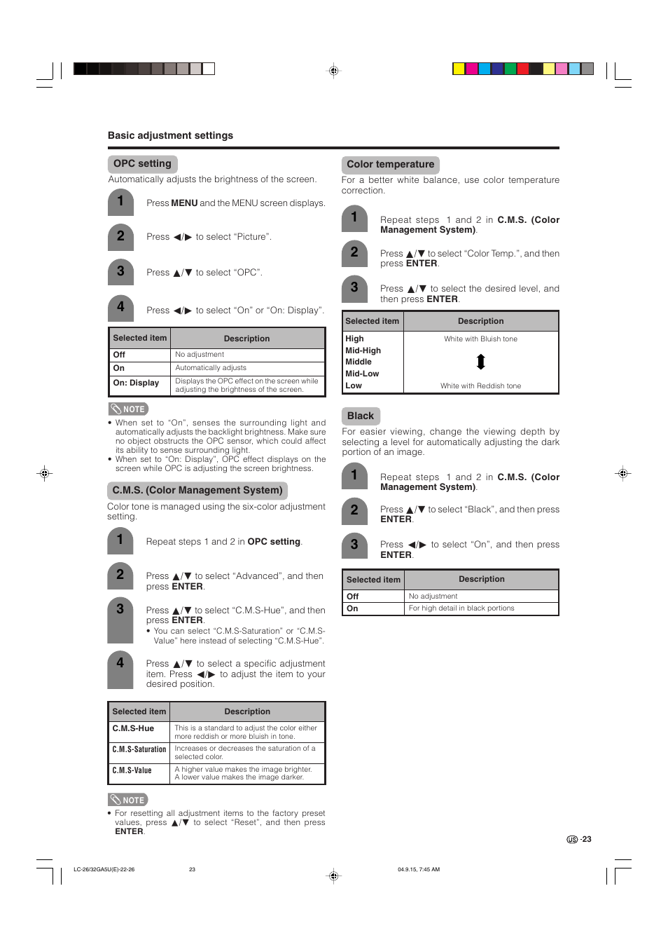 Sharp Aquos LC-32GA5U User Manual | Page 24 / 65