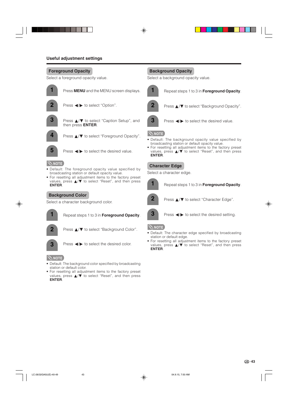 Sharp Aquos LC-32GA5U User Manual | Page 44 / 65