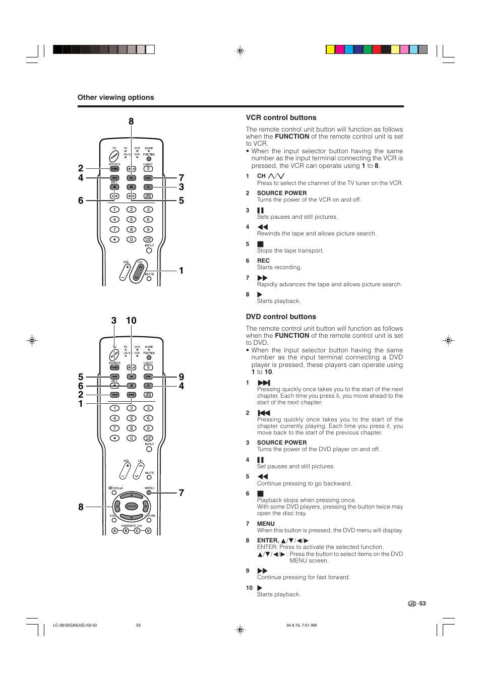 Sharp Aquos LC-32GA5U User Manual | Page 54 / 65