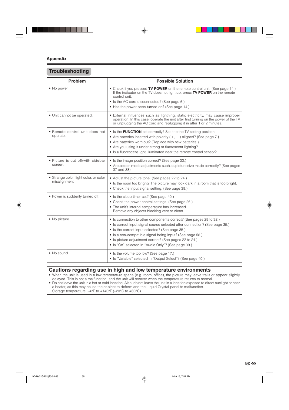 Sharp Aquos LC-32GA5U User Manual | Page 56 / 65
