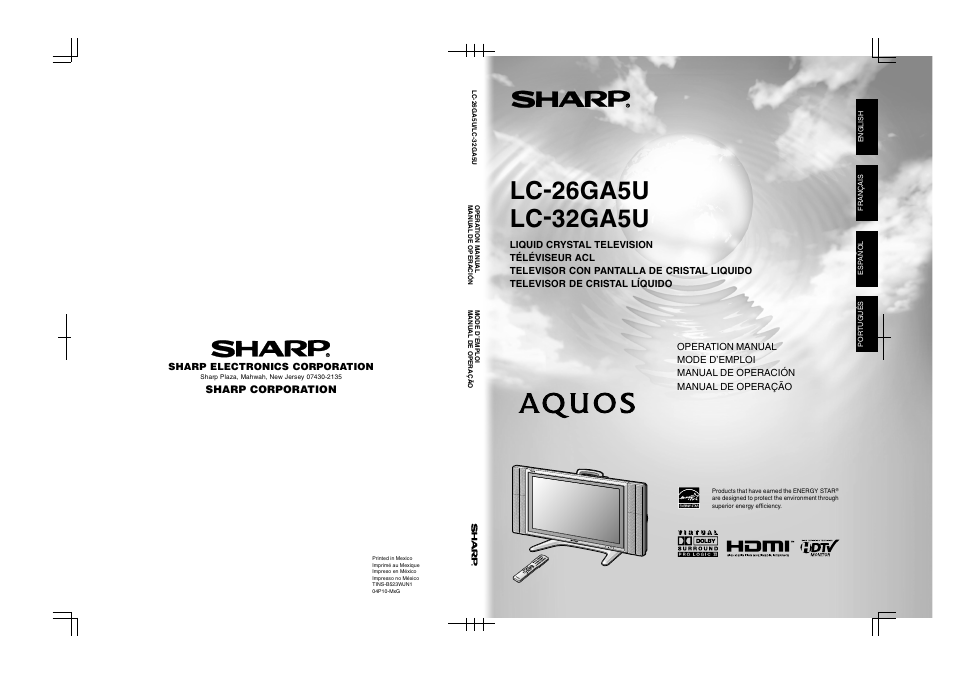 Sharp corporation | Sharp Aquos LC-32GA5U User Manual | Page 65 / 65