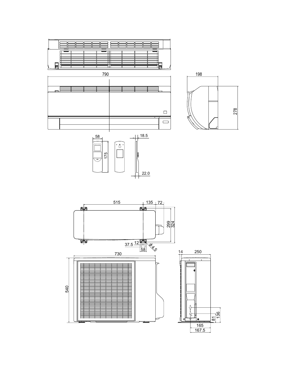 2] external dimension | Sharp AE-X7FR User Manual | Page 5 / 14