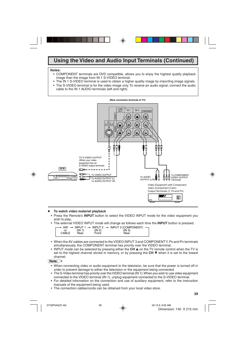 Sharp 27F540 User Manual | Page 39 / 58
