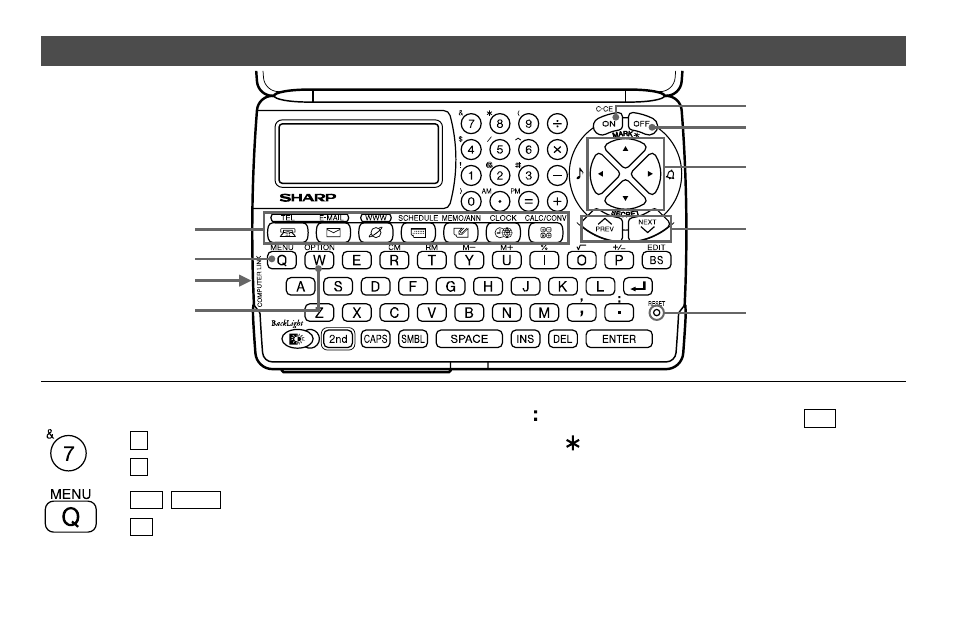 Part names | Sharp Electronic Organizer El-6850 User Manual | Page 5 / 40