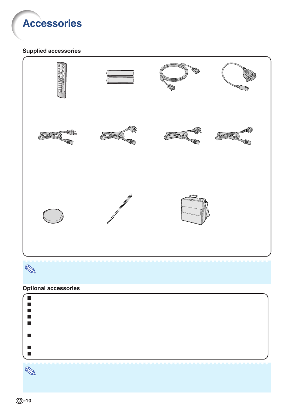 Accessories | Sharp Notevision XG-C435X-L User Manual | Page 12 / 73