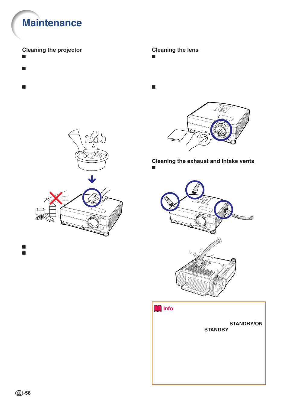 Appendix, Maintenance | Sharp Notevision XG-C435X-L User Manual | Page 58 / 73