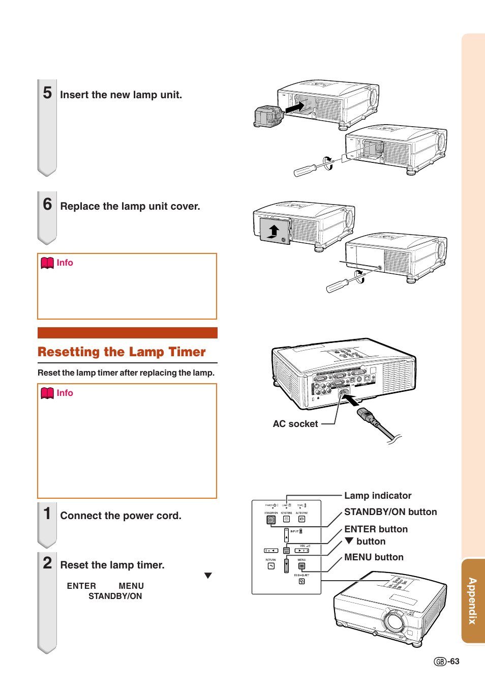 Resetting the lamp timer | Sharp Notevision XG-C435X-L User Manual | Page 65 / 73