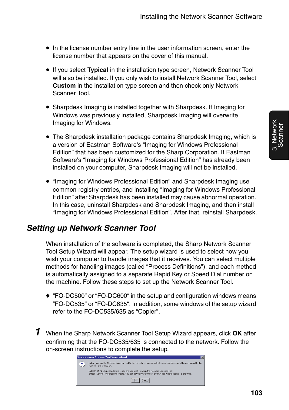 Setting up network scanner tool | Sharp FO-DC535 User Manual | Page 105 / 248