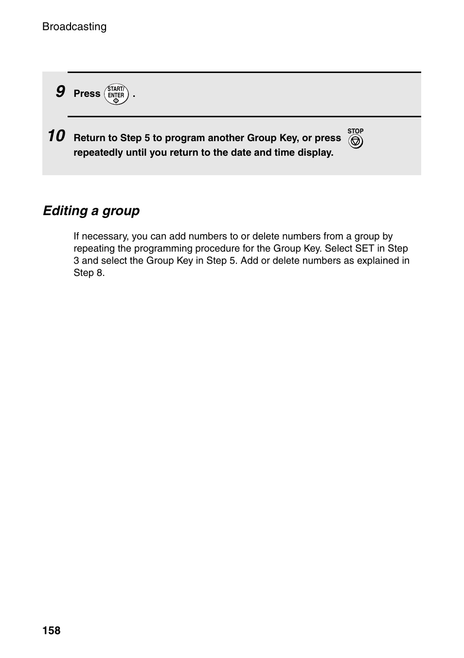 Editing a group | Sharp FO-DC535 User Manual | Page 160 / 248