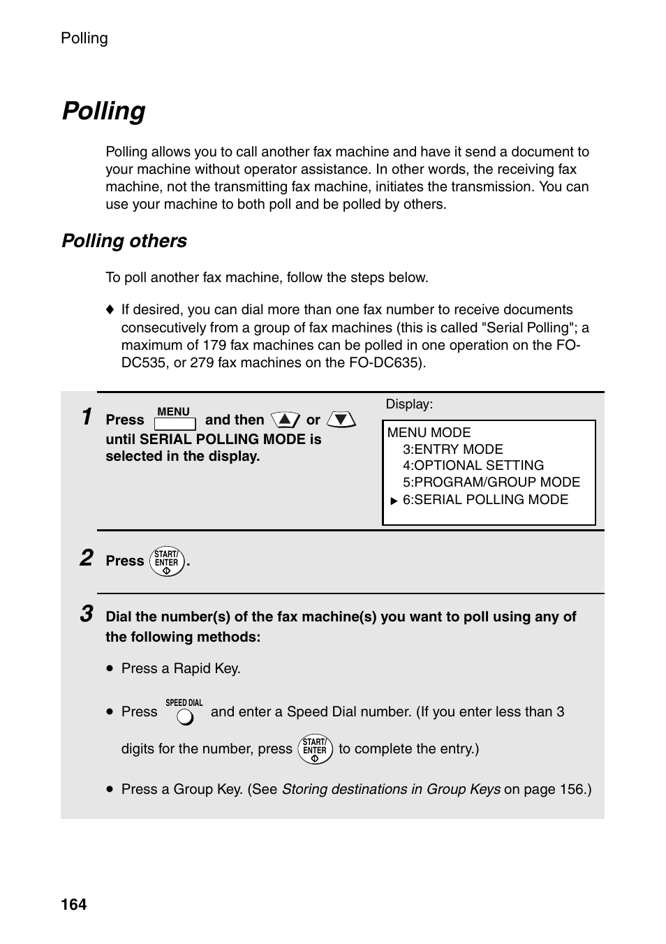 Polling, Polling others | Sharp FO-DC535 User Manual | Page 166 / 248