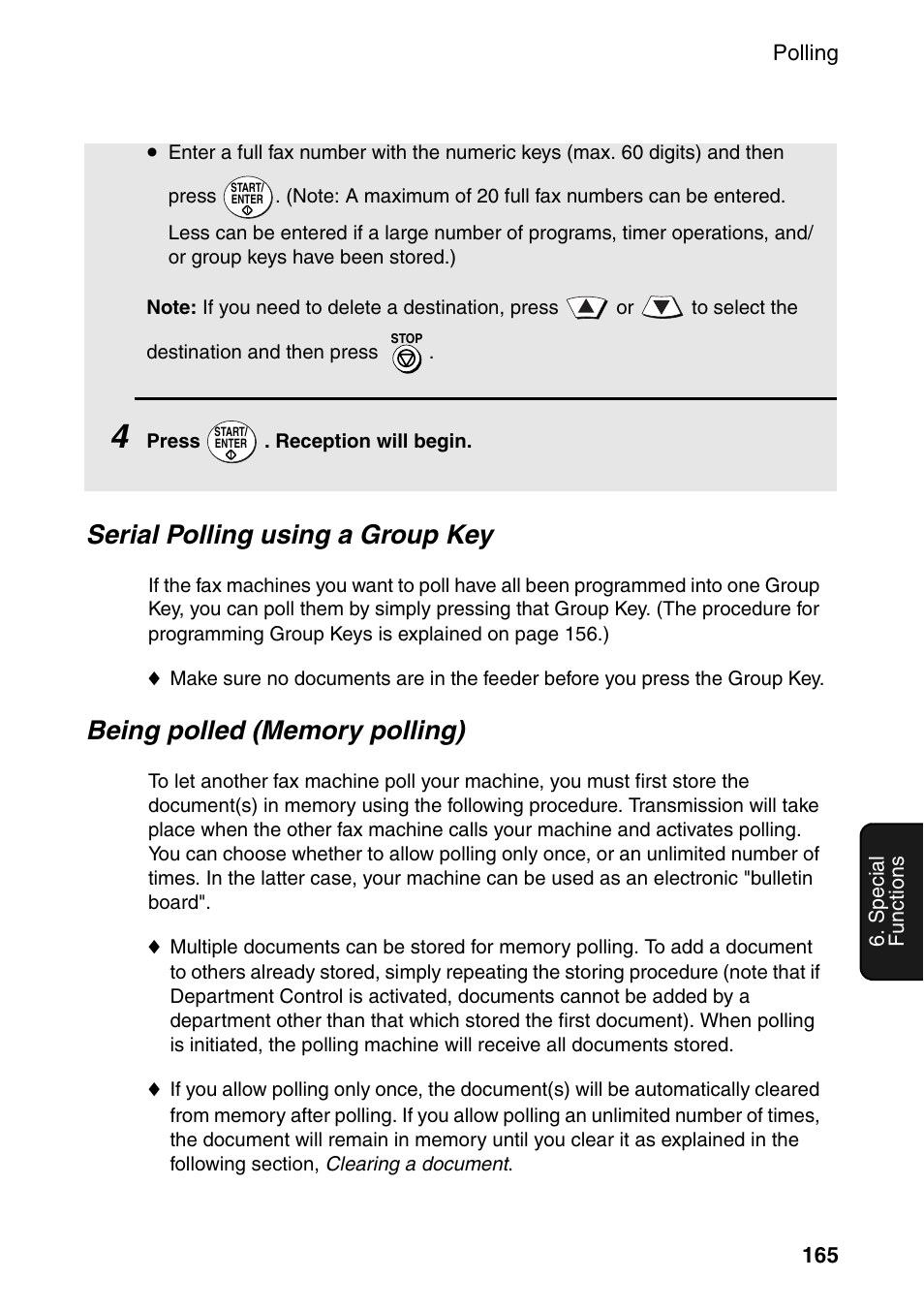 Serial polling using a group key | Sharp FO-DC535 User Manual | Page 167 / 248