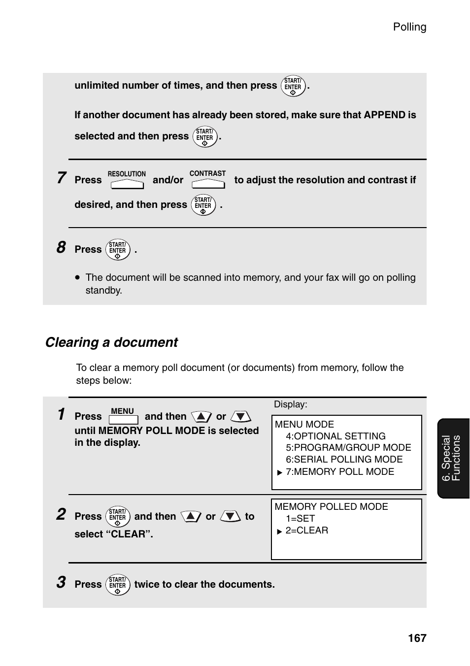 Clearing a document | Sharp FO-DC535 User Manual | Page 169 / 248