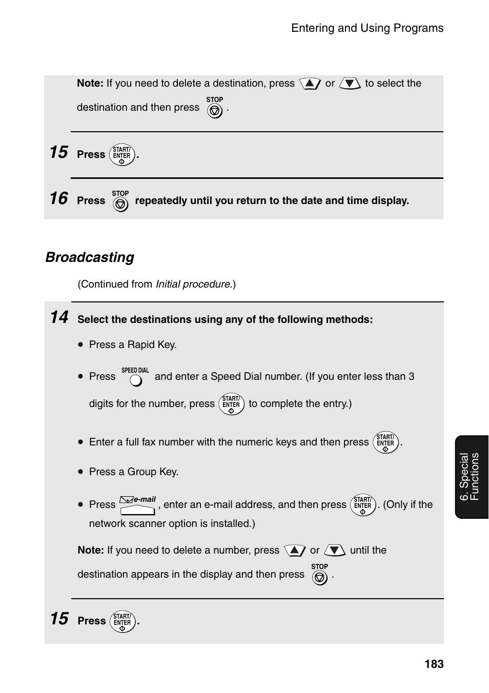 Broadcasting | Sharp FO-DC535 User Manual | Page 185 / 248