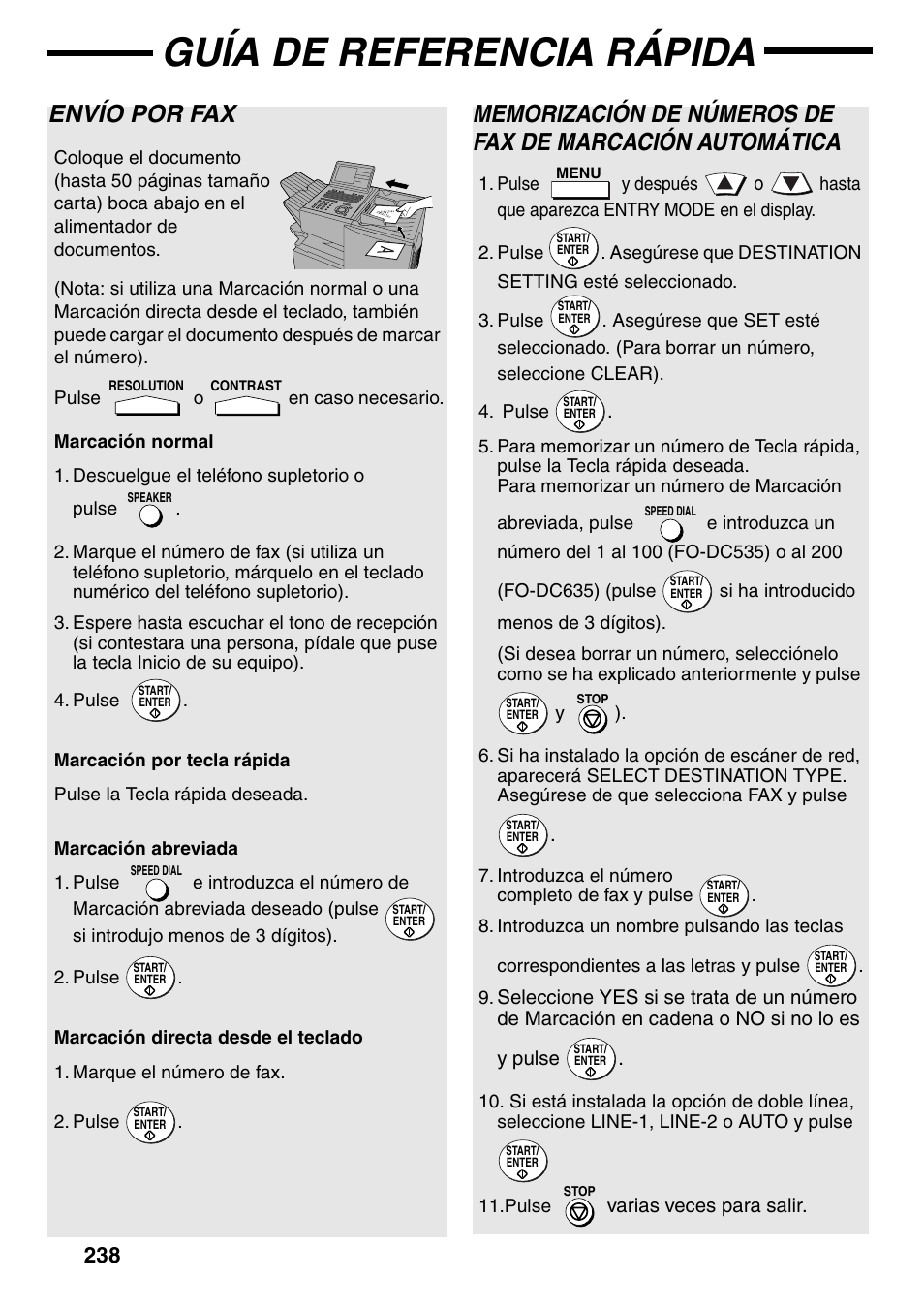 Guía de referencia rápida, Envío por fax | Sharp FO-DC535 User Manual | Page 240 / 248