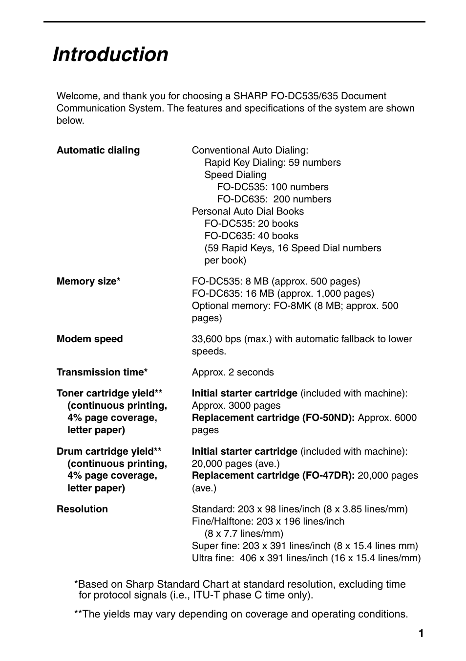 Introduction | Sharp FO-DC535 User Manual | Page 3 / 248
