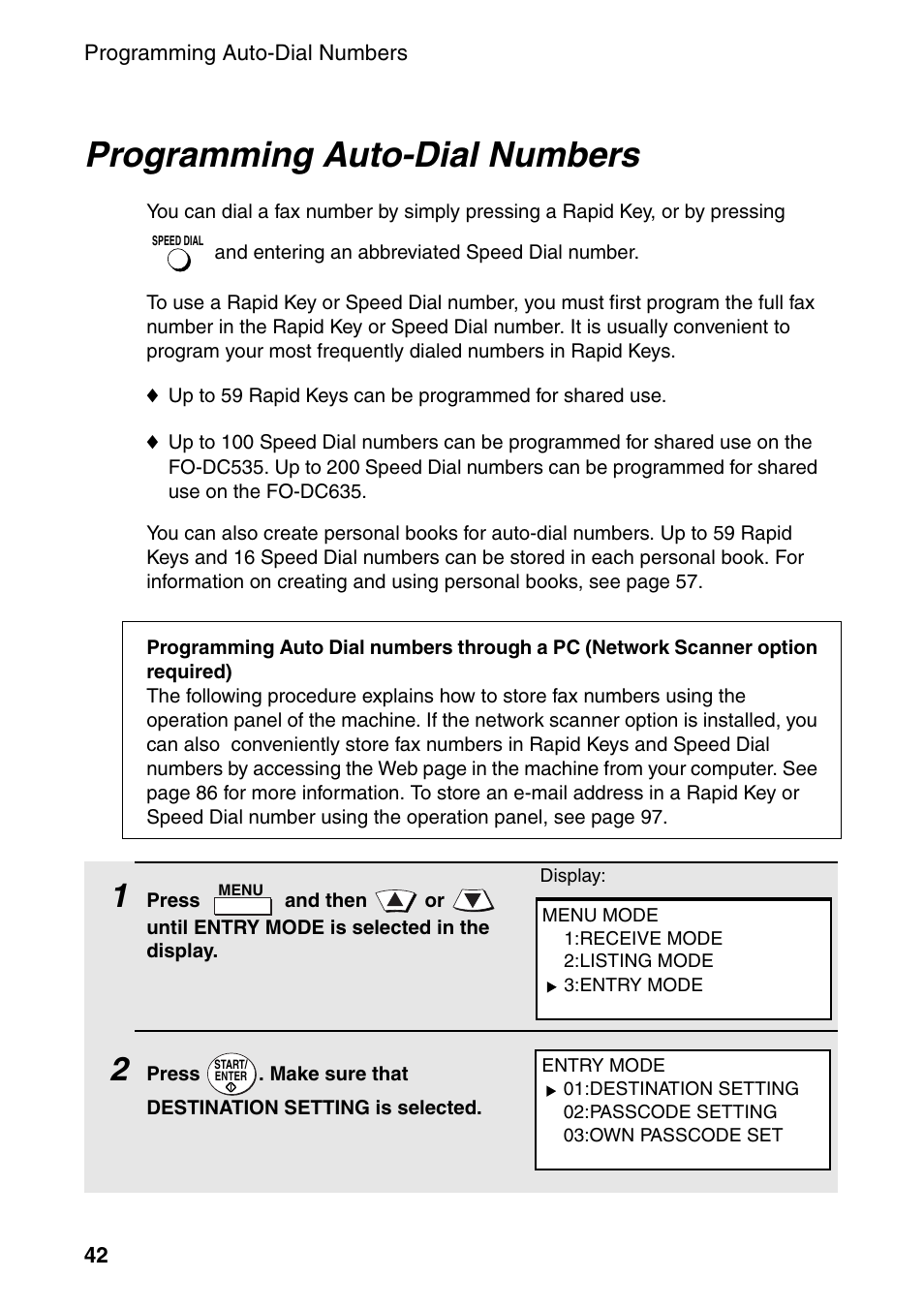 Programming auto-dial numbers | Sharp FO-DC535 User Manual | Page 44 / 248