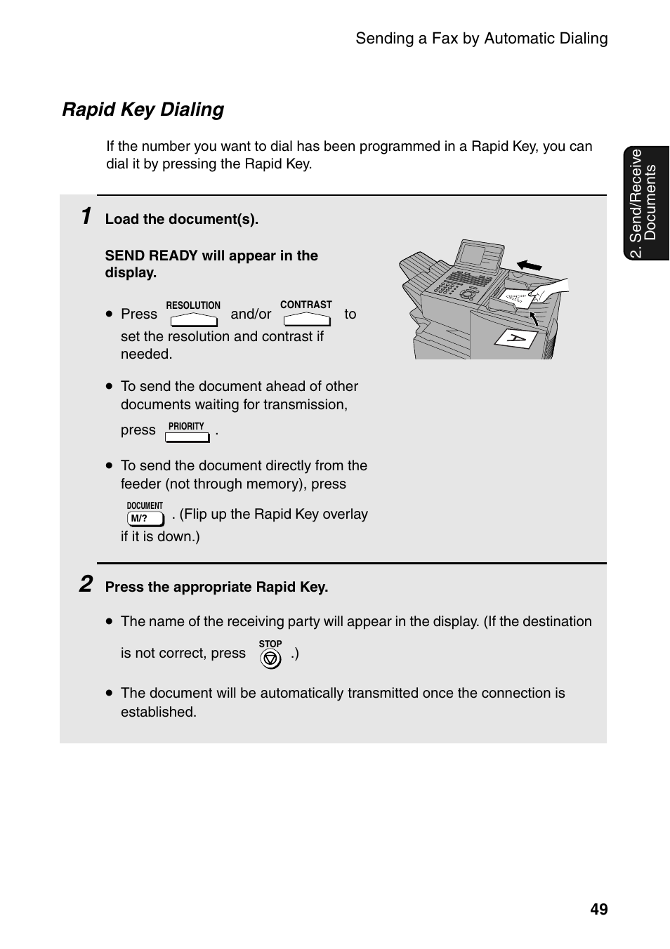 Rapid key dialing | Sharp FO-DC535 User Manual | Page 51 / 248