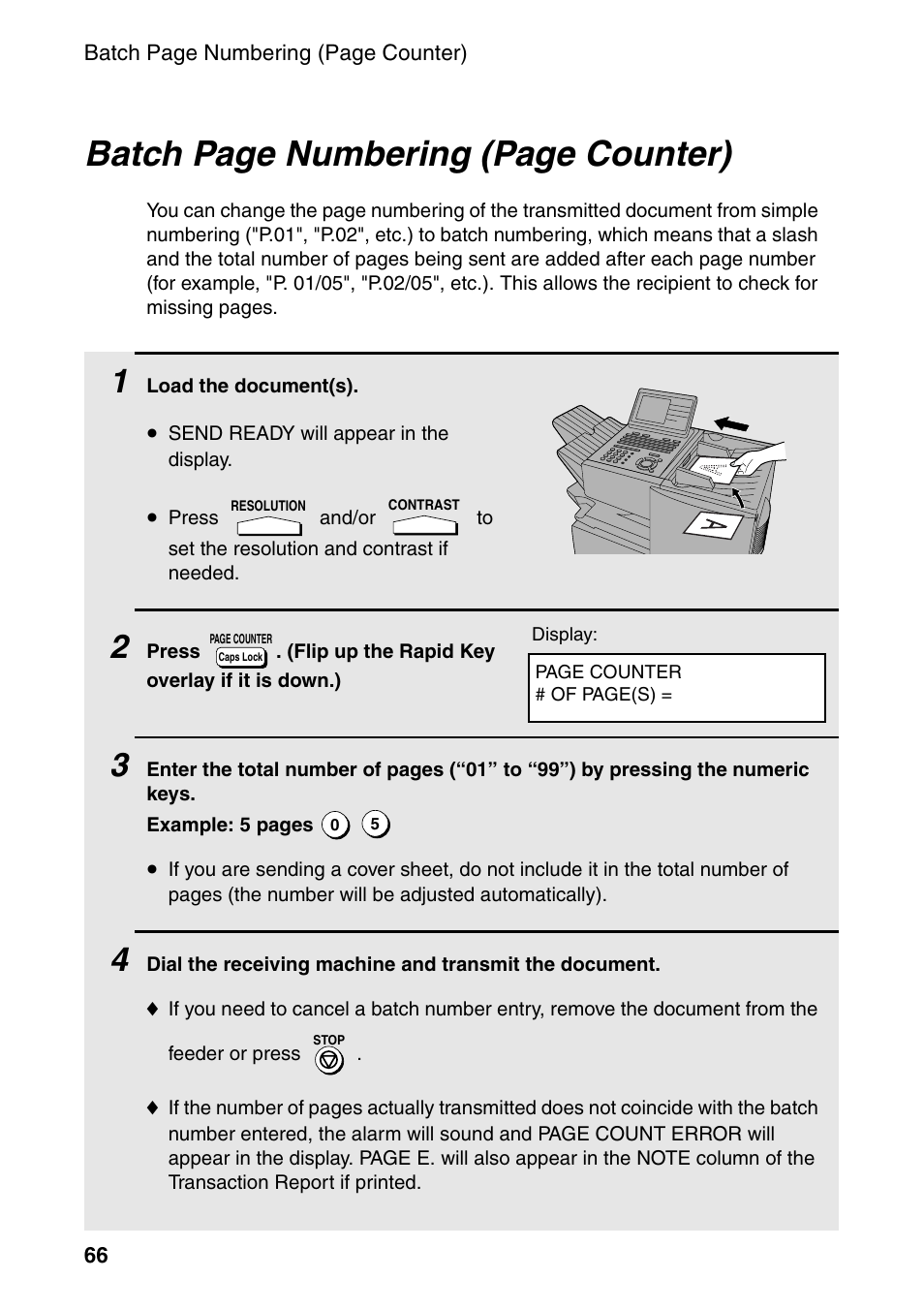 Batch page numbering (page counter) | Sharp FO-DC535 User Manual | Page 68 / 248