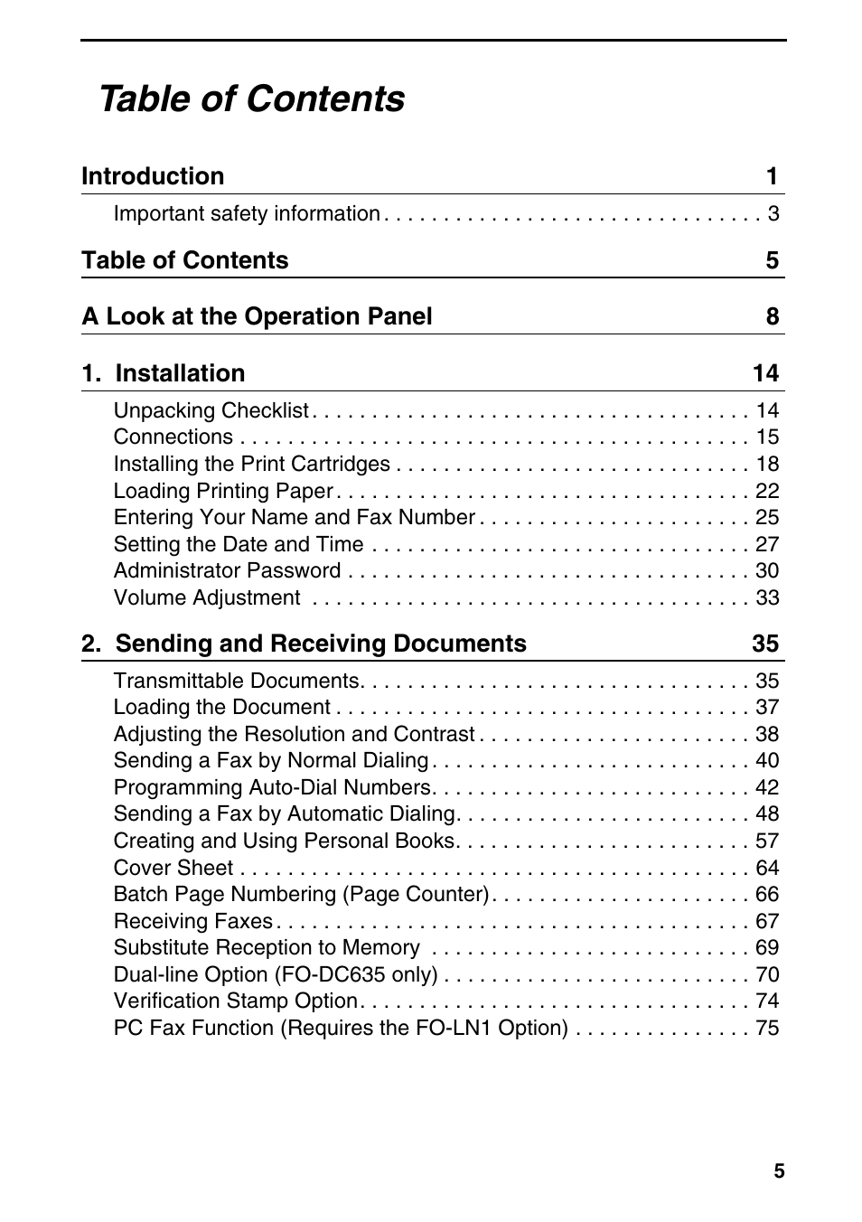 Sharp FO-DC535 User Manual | Page 7 / 248