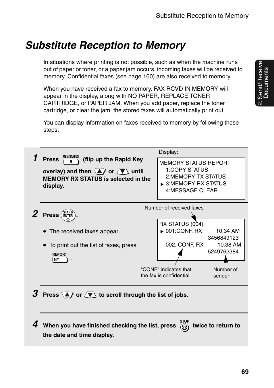 Substitute reception to memory | Sharp FO-DC535 User Manual | Page 71 / 248