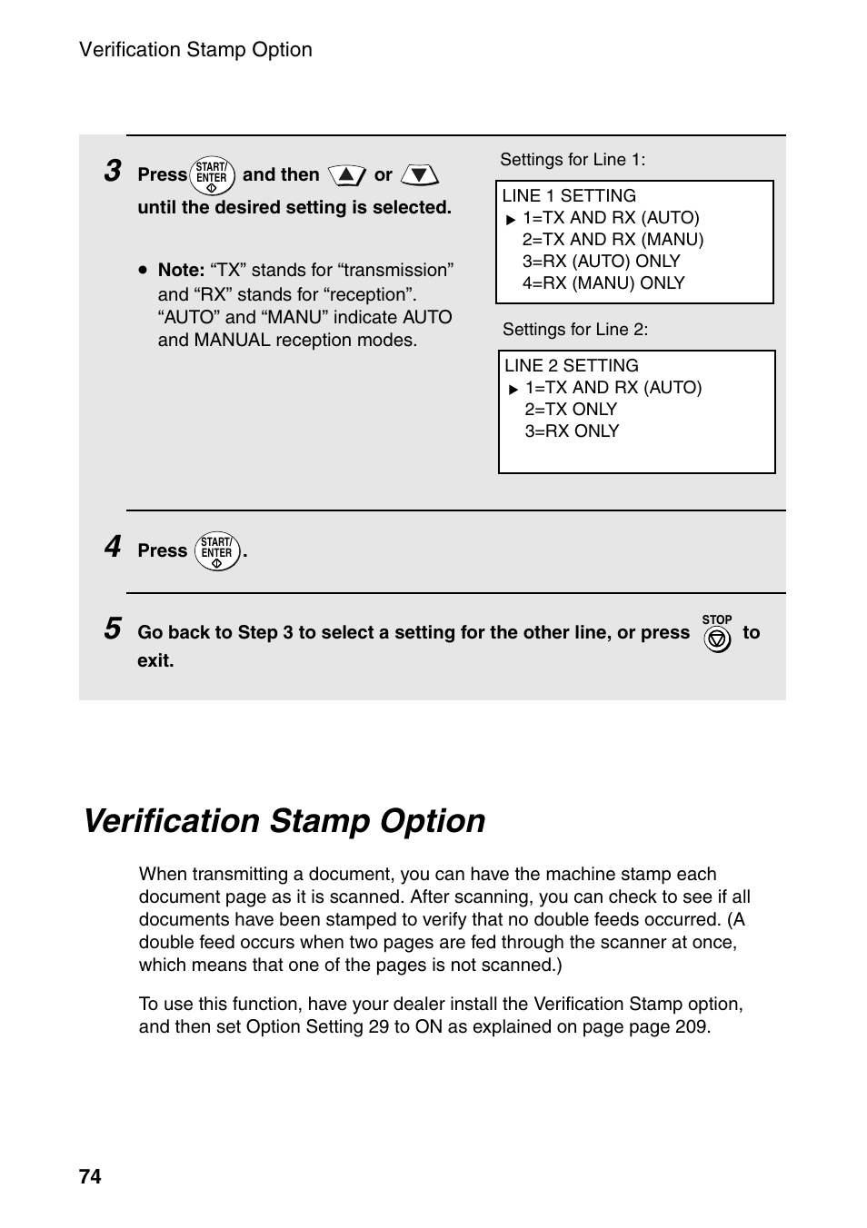 Verification stamp option | Sharp FO-DC535 User Manual | Page 76 / 248