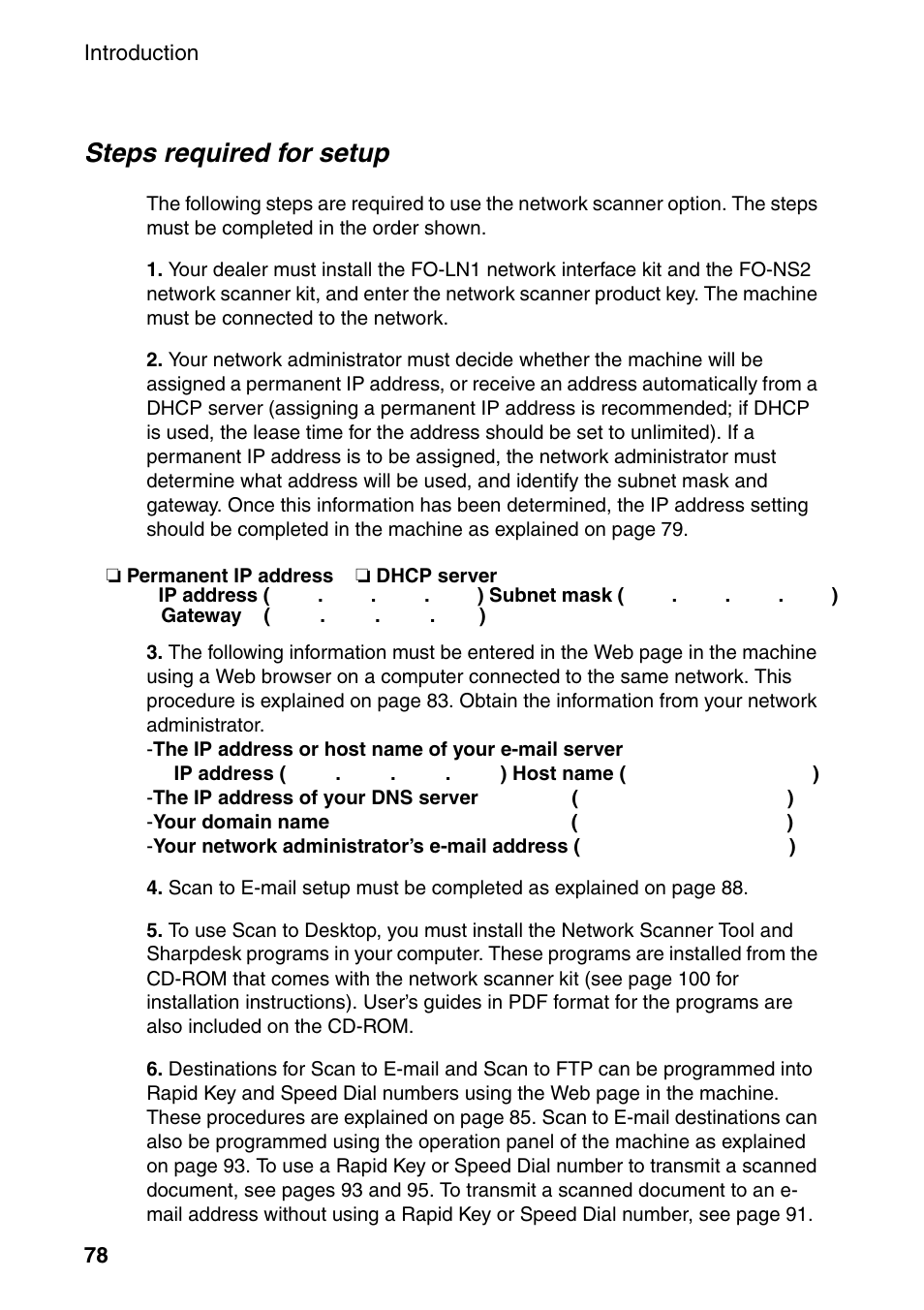 Steps required for setup | Sharp FO-DC535 User Manual | Page 80 / 248