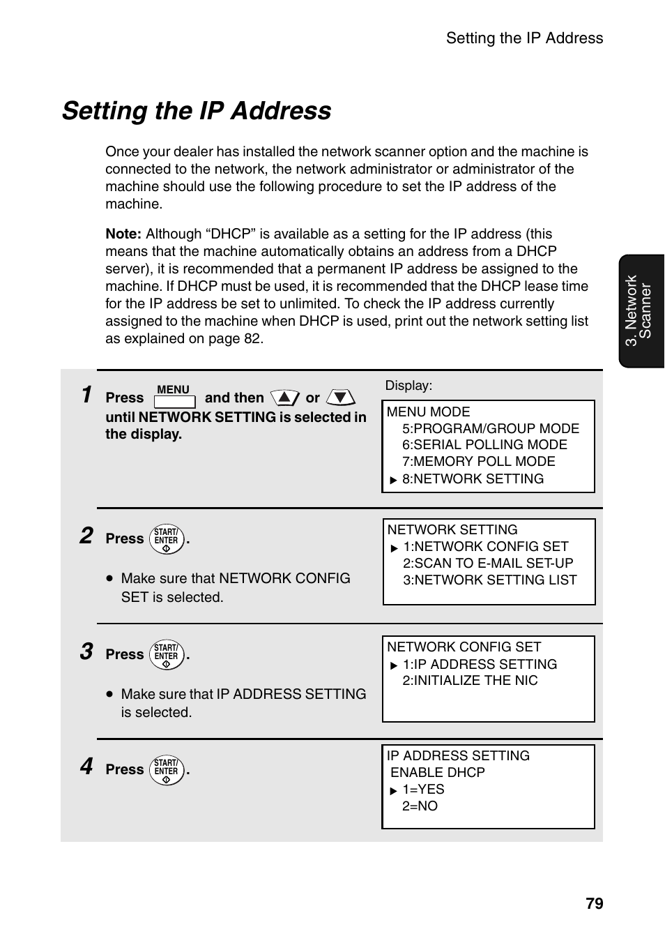 Setting the ip address | Sharp FO-DC535 User Manual | Page 81 / 248